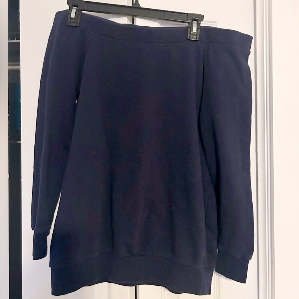 Motherhood Navy Off-the-Shoulder Sweater